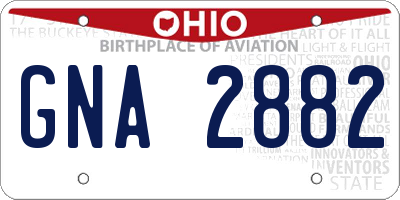 OH license plate GNA2882