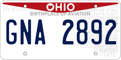 OH license plate GNA2892