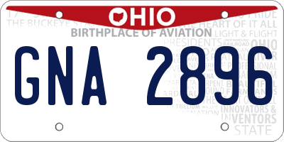 OH license plate GNA2896