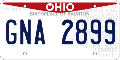 OH license plate GNA2899