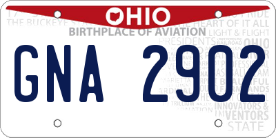 OH license plate GNA2902