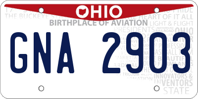 OH license plate GNA2903
