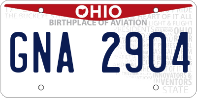 OH license plate GNA2904