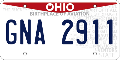 OH license plate GNA2911