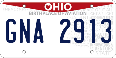 OH license plate GNA2913
