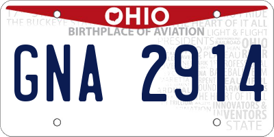 OH license plate GNA2914