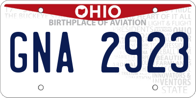 OH license plate GNA2923
