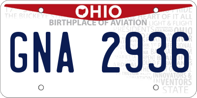 OH license plate GNA2936