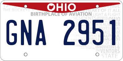 OH license plate GNA2951