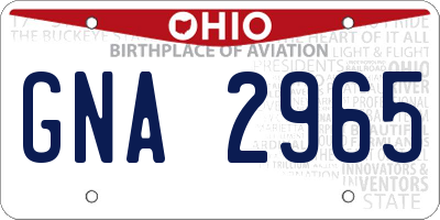 OH license plate GNA2965