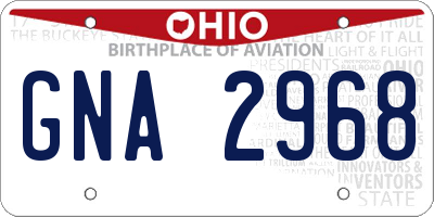 OH license plate GNA2968