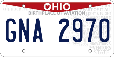 OH license plate GNA2970