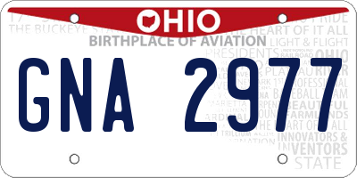OH license plate GNA2977