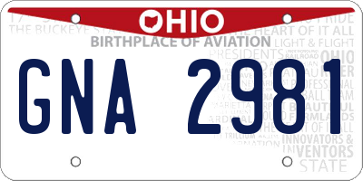 OH license plate GNA2981