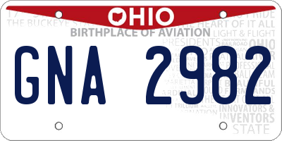 OH license plate GNA2982