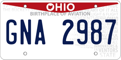 OH license plate GNA2987