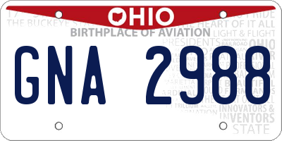 OH license plate GNA2988