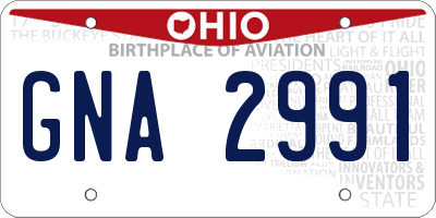 OH license plate GNA2991