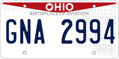 OH license plate GNA2994