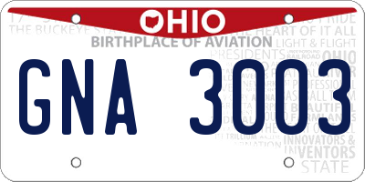 OH license plate GNA3003