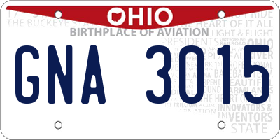 OH license plate GNA3015