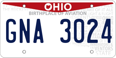OH license plate GNA3024
