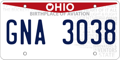 OH license plate GNA3038