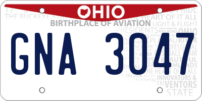 OH license plate GNA3047
