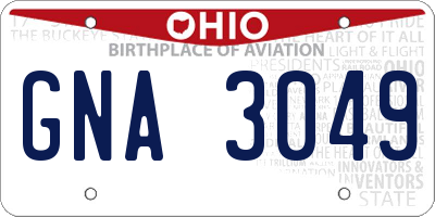 OH license plate GNA3049