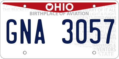 OH license plate GNA3057