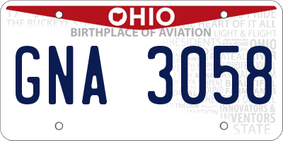 OH license plate GNA3058