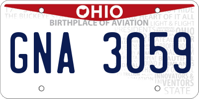 OH license plate GNA3059