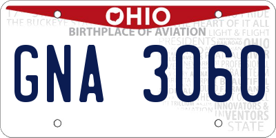 OH license plate GNA3060