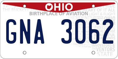 OH license plate GNA3062