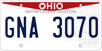 OH license plate GNA3070