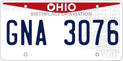 OH license plate GNA3076