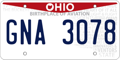 OH license plate GNA3078