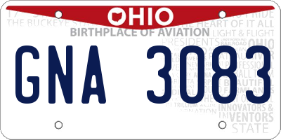 OH license plate GNA3083