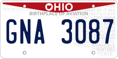 OH license plate GNA3087