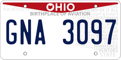 OH license plate GNA3097
