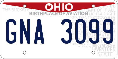 OH license plate GNA3099