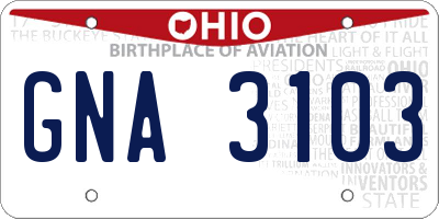 OH license plate GNA3103
