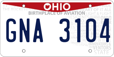 OH license plate GNA3104
