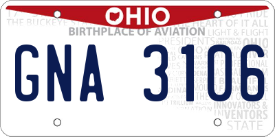 OH license plate GNA3106