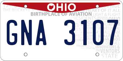 OH license plate GNA3107