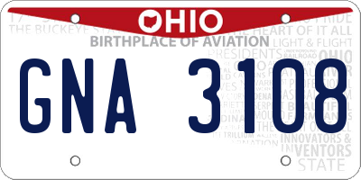 OH license plate GNA3108