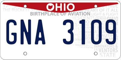OH license plate GNA3109