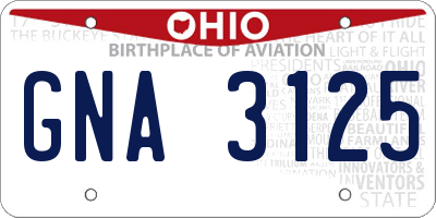 OH license plate GNA3125