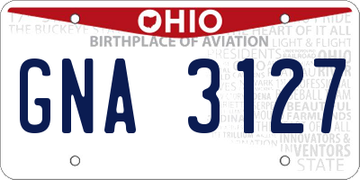 OH license plate GNA3127