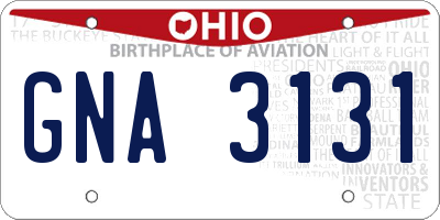 OH license plate GNA3131